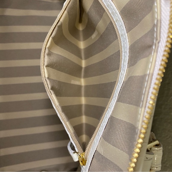 Like New & Rare Brahmin Vivian Macaroon Raffia Croc Embossed Genuine Leather Bag - Picture 14 of 16